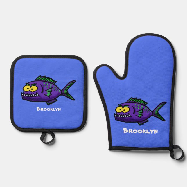 Set De Manoplas Personalizado de pescado piraña (Anverso)