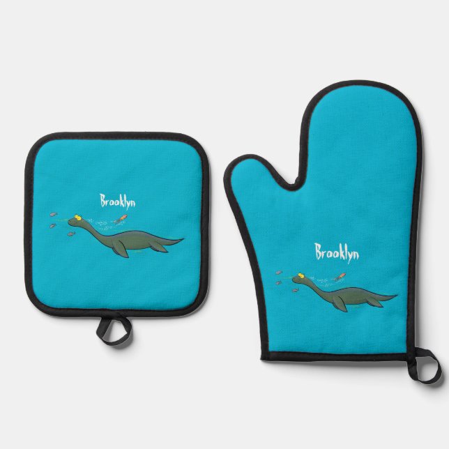 Set De Manoplas Personalizado de plesiosaurios monstruo del mar (Anverso)