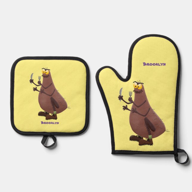 Set De Manoplas Personalizado de pulgas fea hambrienta (Anverso)