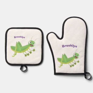 Set De Manoplas Personalizado de saltamontes alegre verde