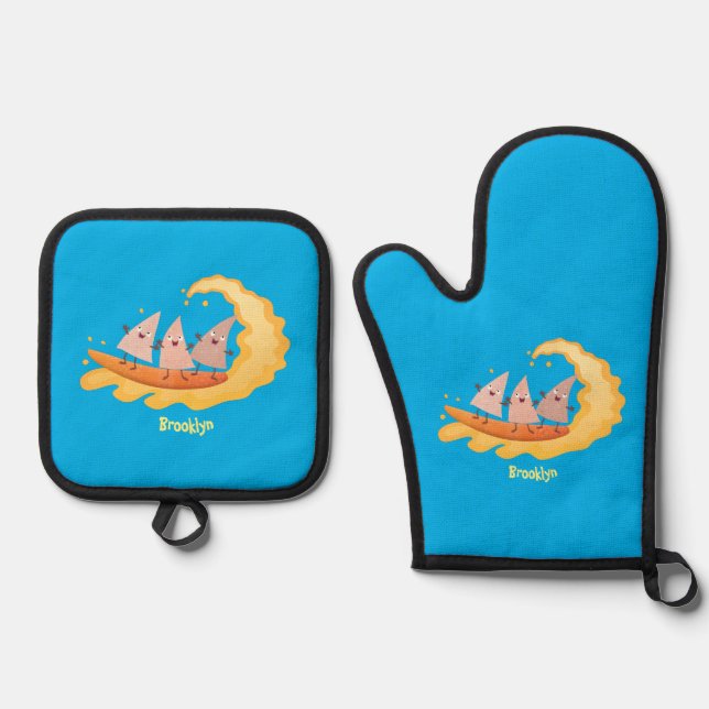 Set De Manoplas Personalizado de surf con chips de maíz de nachos (Anverso)