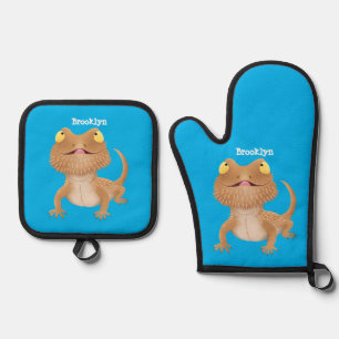 Set De Manoplas Personalizado del lagarto de dragón barbudo