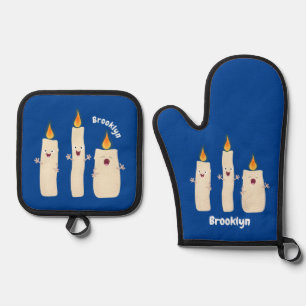 Set De Manoplas Personalizado del trío de velas de canto lindo