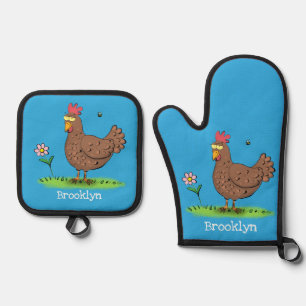 Set De Manoplas Personalizado divertido de pollo rústico y caprich