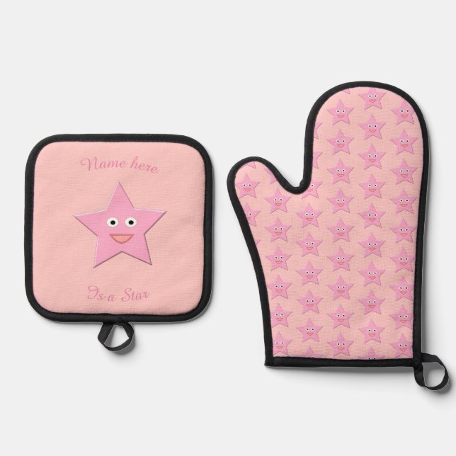 Set De Manoplas Personalizado Estrella Rosa bonito (Anverso)