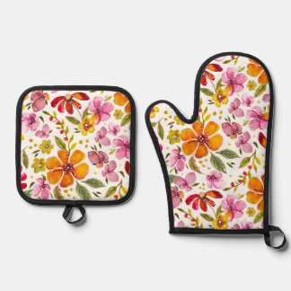 Set De Manoplas Personalizado Finalmente Spring Watercolor Floral
