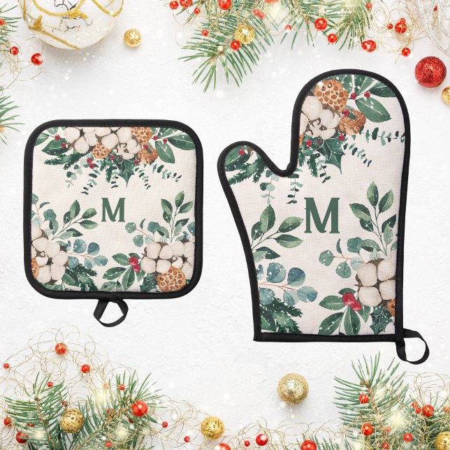 Set De Manoplas Personalizado Monograma Navidades Verdor (Subido por el creador)