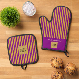 Set De Manoplas Personalizado Purple & Gold Stripe