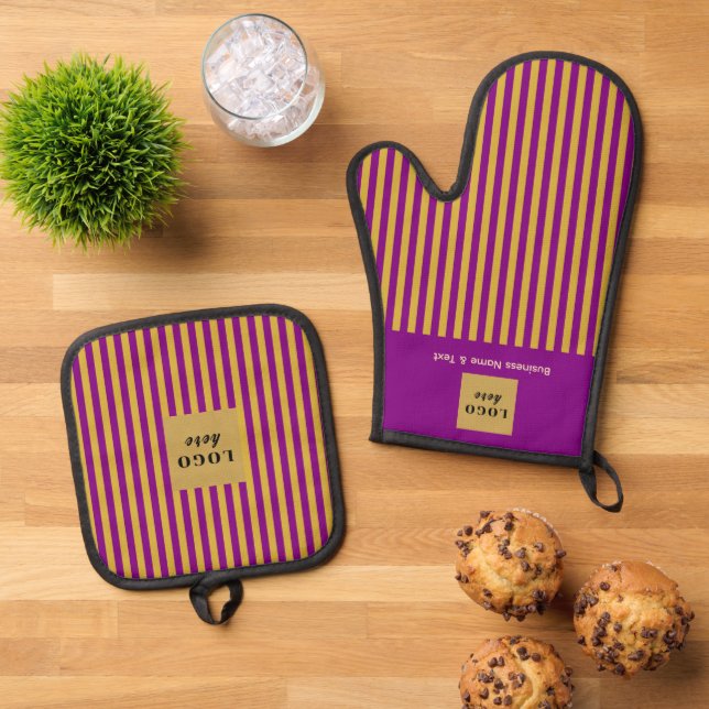 Set De Manoplas Personalizado Purple & Gold Stripe (De arriba hacia abajo)