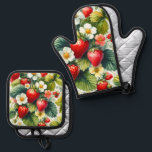 Set De Manoplas Personalizado Retro Boho Floral Fresa Berry<br><div class="desc">Nombre personalizado Aprons personalizado, Strawberry Mitt & Potholder Set - Hermoso diseño de fresas herramientas gráficas de cocina. Las herramientas de cocina destacadas tienen un delicioso diseño de estampado de fresa roja con hojas verdes brillantes. Oven Mitt & Potholder Set es un lugar ideal para los viajeros que buscan el...</div>