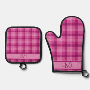 Set De Manoplas Personalizado rosado Monograma Iniciales Damas