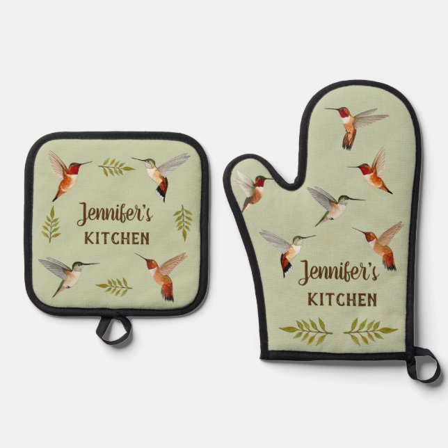 Set De Manoplas Personalizado Rufous Hummingbirds (Anverso)