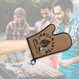 Set De Manoplas Personalizado Rústico GRILLMASTER Brown y White
