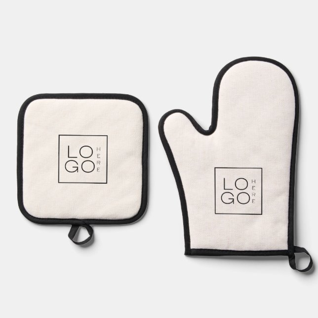 Set De Manoplas Personalizado Square Business Logo Blanco Minimali (Anverso)