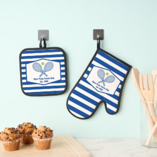Set De Manoplas Personalizado Tennis Country Club Blue Striping