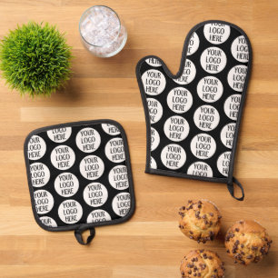 Set De Manoplas Personalizar Logo de la empresa Black White