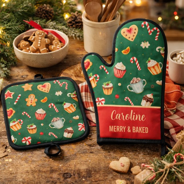 Set De Manoplas Personalized Christmas Baking Pattern (Subido por el creador)