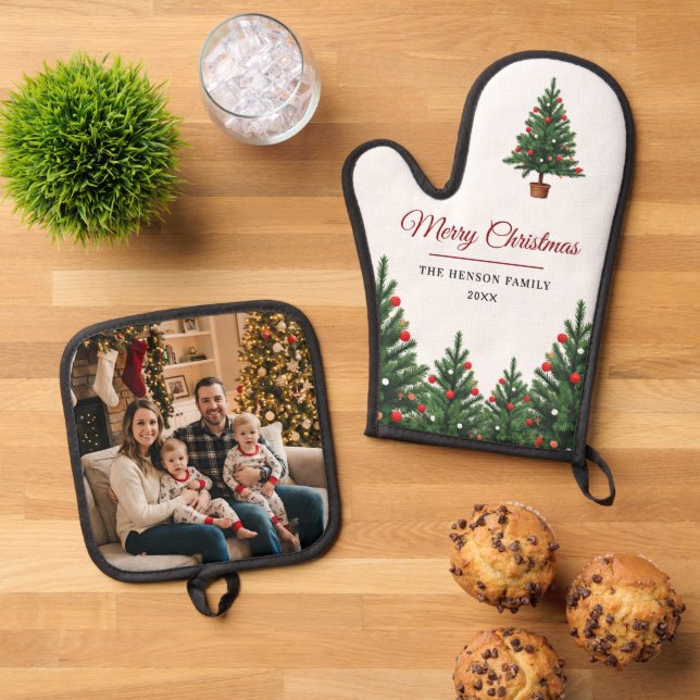 Set De Manoplas Personalized Family Photo Christmas Tree (De arriba hacia abajo)