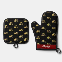 Set De Manoplas Personalized name gold rainbow and black