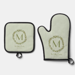 Set De Manoplas Personalized Olive Wreath Monogram 