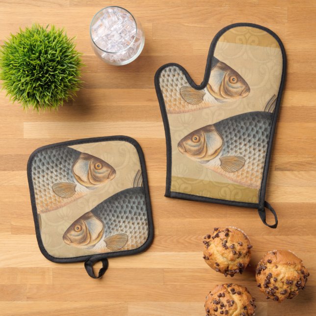 Set De Manoplas Pescado de carpa pescar pintura de agua dulce (De arriba hacia abajo)