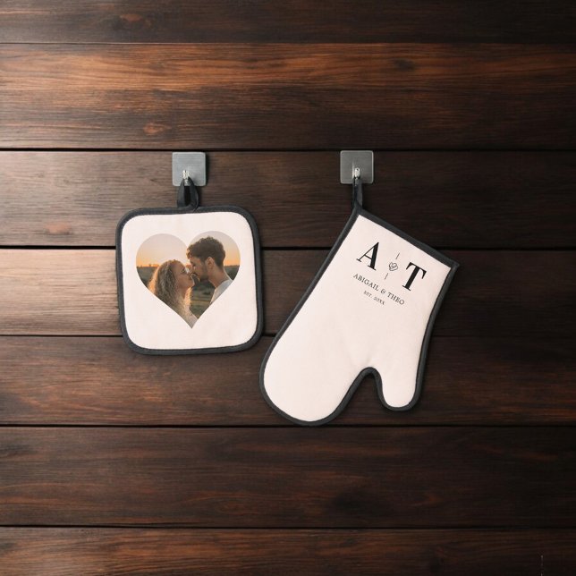 Set De Manoplas Photo Heart Luxury Monogram Rubor (Subido por el creador)