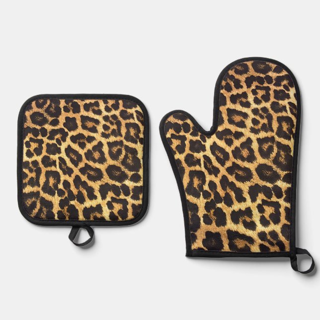 Set De Manoplas Piel de leopardo sintética (Anverso)