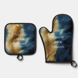 Set De Manoplas Piel de vaca de oro azul