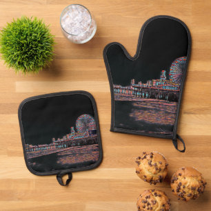 Set De Manoplas Pier Santa Monica de vidrio negro con manchas