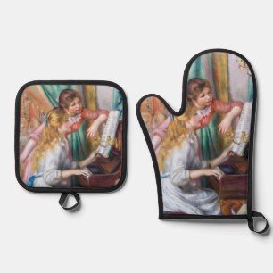 Set De Manoplas Pierre Auguste Renoir - Jóvenes Chicas en el piano