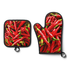Pimientos calientes Oven Mitt y Pot Holders