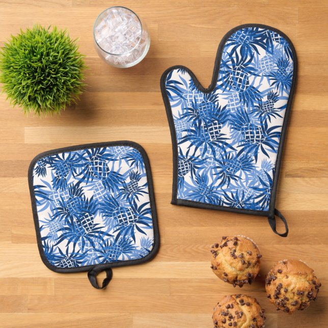 Set De Manoplas Pineapple Camo Hawai Tropical Blue (De arriba hacia abajo)