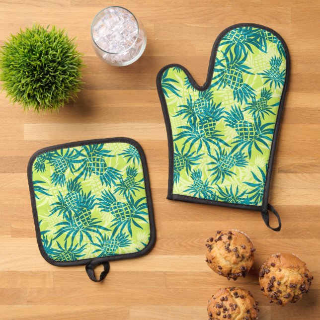 Set De Manoplas Pineapple Camo Hawaii Lime Tropical (De arriba hacia abajo)