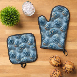 Set De Manoplas Pineconas azules escarchadas