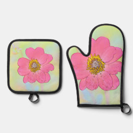 Set De Manoplas Pink Flower