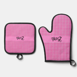 Set De Manoplas Pink GIngham Check personalizado