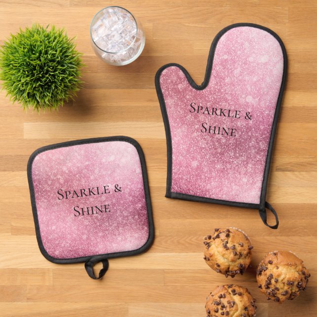 Set De Manoplas Pink Glitzy Sparkle Personalizado (De arriba hacia abajo)