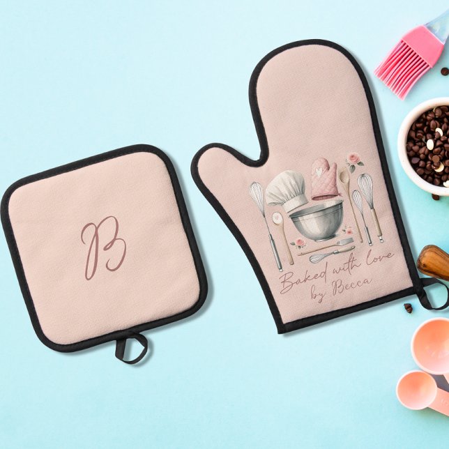Set De Manoplas Pink Monogram Baking (Subido por el creador)