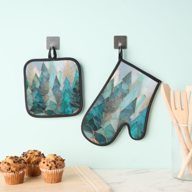 Set De Manoplas Pinos Helados – Bosque Invernal  (Insitu (colgante))