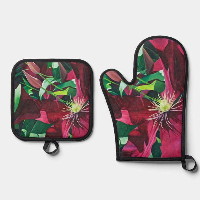 Set De Manoplas Pintado Purple Clematis (Anverso)