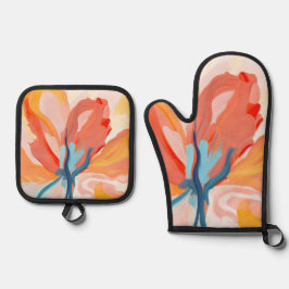 Set De Manoplas Pintura abstracta de fondo de flores