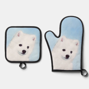 Set De Manoplas Pintura de cachorro Eskie Eskimo Americano Arte de