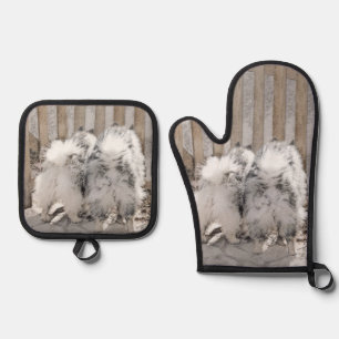Set De Manoplas Pintura de Keeshond trasero en la puerta Arte de p