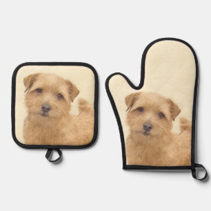 Set De Manoplas Pintura de Norfolk Terrier Lindo Arte de Perro Ori