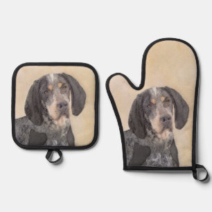 Set De Manoplas Pintura en torno al atún rojo con dibujos de perro
