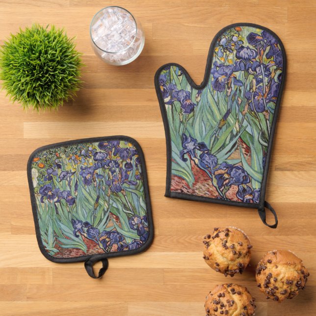 Set De Manoplas Pintura impresionista de Van Gogh Irises (De arriba hacia abajo)