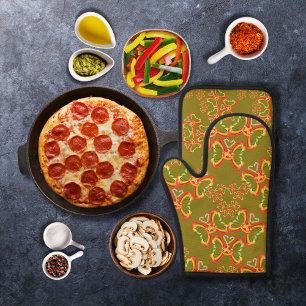 Set De Manoplas Pizza y toppings Formas para mariposa Verde