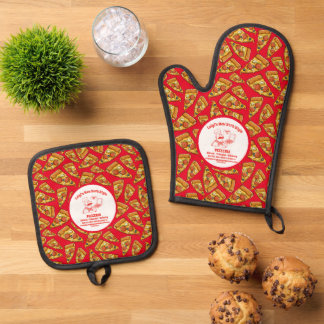 Set De Manoplas Pizzería personalizada Chef de pizza detallada