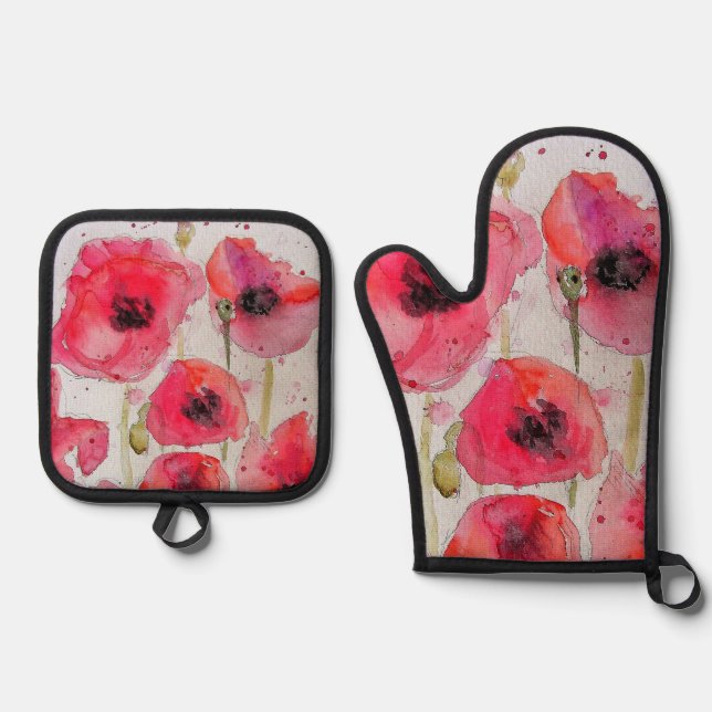Set De Manoplas Plato de fiesta de papel con estampado floral de a (Anverso)