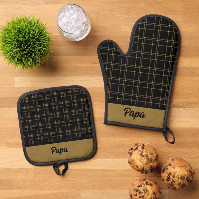 Set De Manoplas Platos negros y dorados (De arriba hacia abajo)